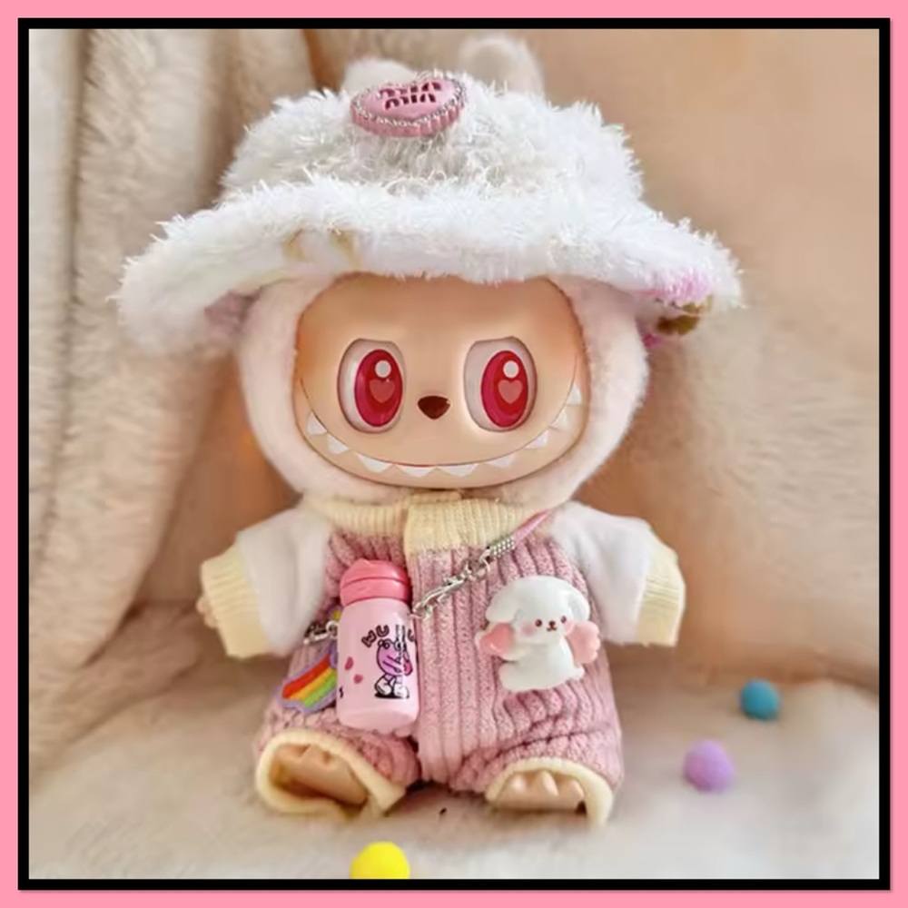 Cute Labubu Plush Pink Outfit and Accessories